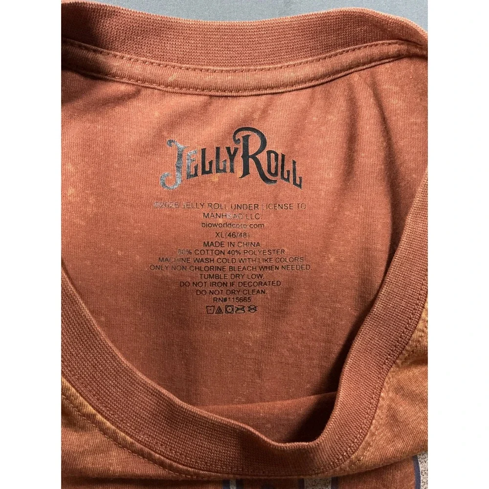 Jelly Roll Mens XL Muscle Tank Top Brown Mineral Wash Skull Heart of Stone New